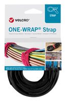 VELCRO VEL-OW64401 Tape, Hook and Loop, Strap, Rectangle, Black, Professional ONE-WRAP Series, 20 mm x 150 mm
