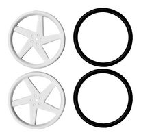 KITRONIK 2593-SV Wheel, White, 5 Spoke, ABS, Rotation Servo Motors